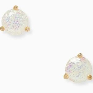 Kate Spade rise & shine faux pearl stud earrings large opal glitter cream 0.43”